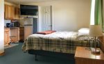 King Bed, full size refrigerator and kitchen  